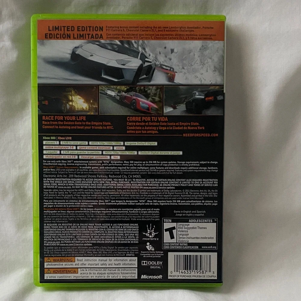 Microsoft Xbox 360 Game - Need for Speed: The Run - (BIN 5)